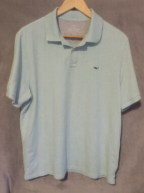 Vineyard Vine Edgartown Pique Polo Aqua Haze Men's Large Shirt
